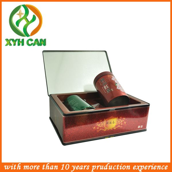 Tea Tin Can Tall Round Canister Recyclable Vintage Tinplate Box for Food Tea