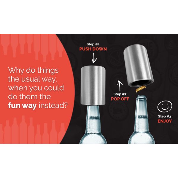 Custom Prints Stainless Steel Automatic Beer Opener with No Cap Damage and Material