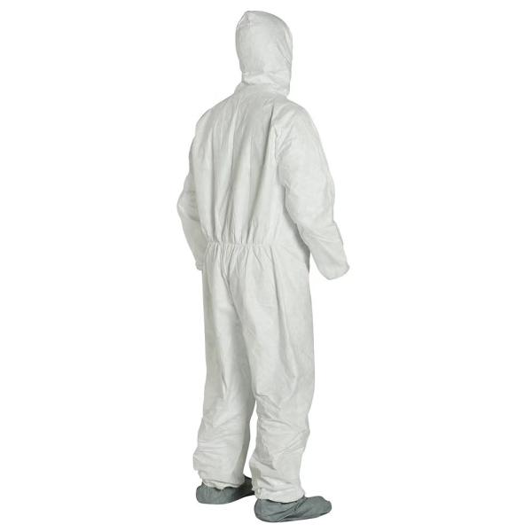 Disposable Heavy Duty  Breathable Coverall, Disposable Coverall is Hooded with Elastic Wrist and Ankles, L/XL, White