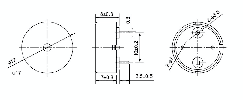 5v Piezo Buzzer / Piezoelectric Alarm Buzzer Φ17*7mm For Waiter Equipment