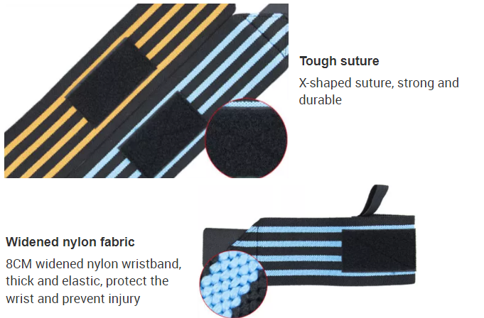 Custom Logo Sports Protective Gear Nylon Webbing Weight Lifting Wrist Wraps