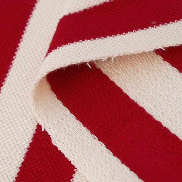 Пике пряжа крашены трикотажная ткань 320 г Красно-белый мягкий полосатый ткань Терри