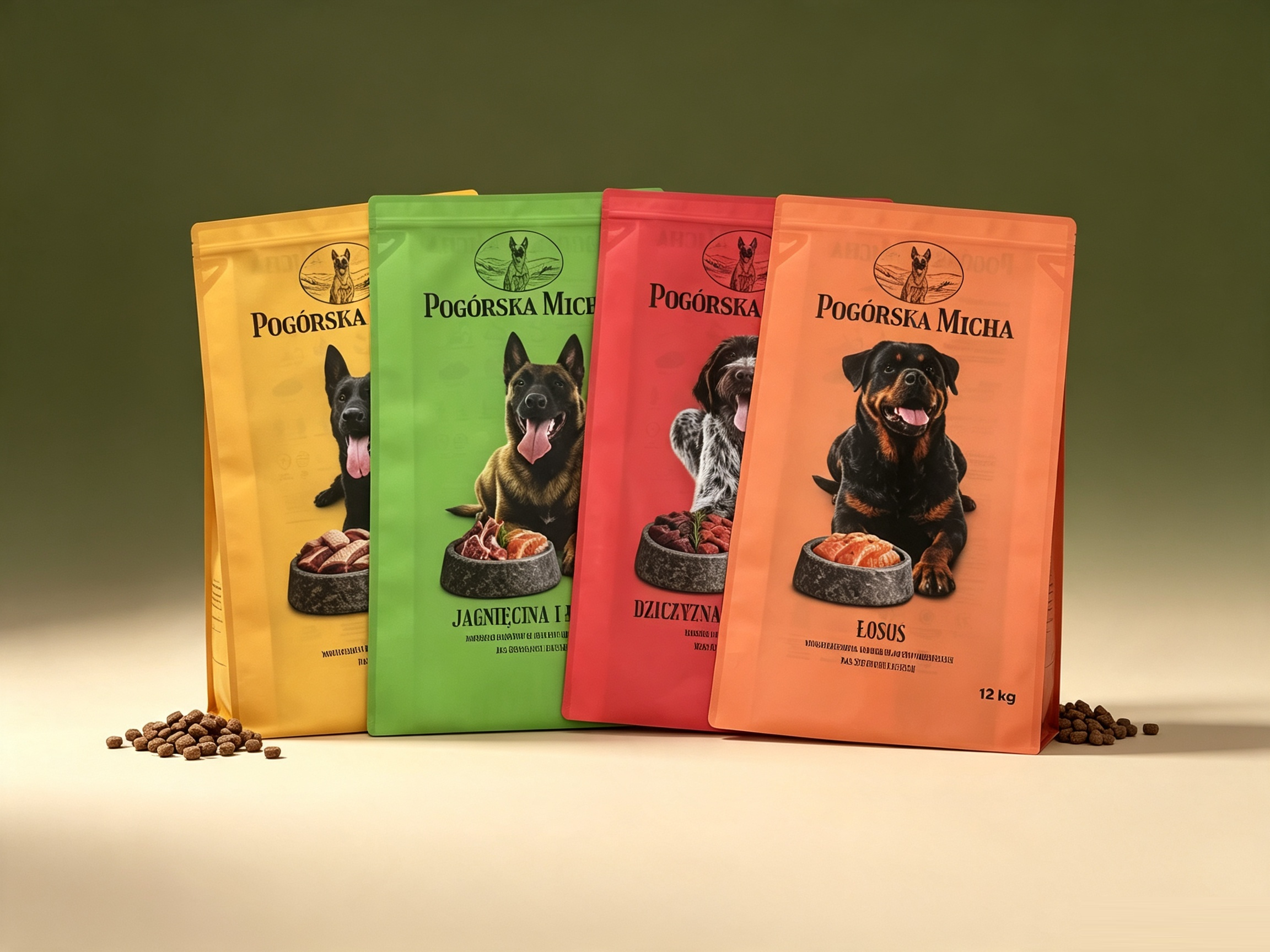 12kg Digital Printed Quad Seal Dog Food Packaging Bag | High Barrier Resealable Zipper Large Format Pet Food Stand Up Pouch OEM Custom Printed Dog Feed Packaging