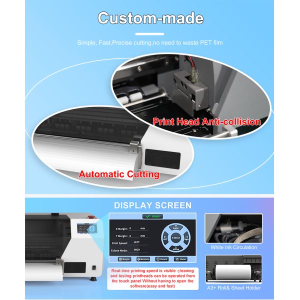KECAI Multi Function Printing Machine XP600 Vivid Color Fast Delivery A3 DTF Printer for Soft Touch Fabric Material Bundle
