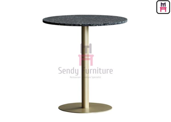 mesa de jantar do restaurante da pedra de quartzo da espessura de 2cm com base de aço inoxidável de Chrome
