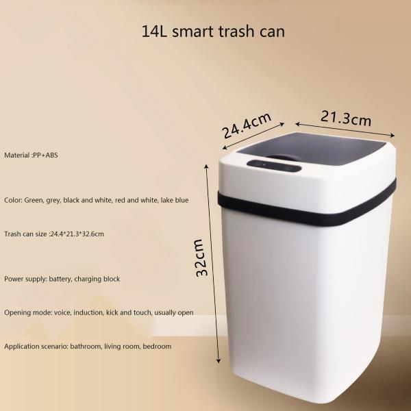 Living Room Bathroom Household Mute Power Saving Button Version Large Screen Trash Can 14L Trash Can
