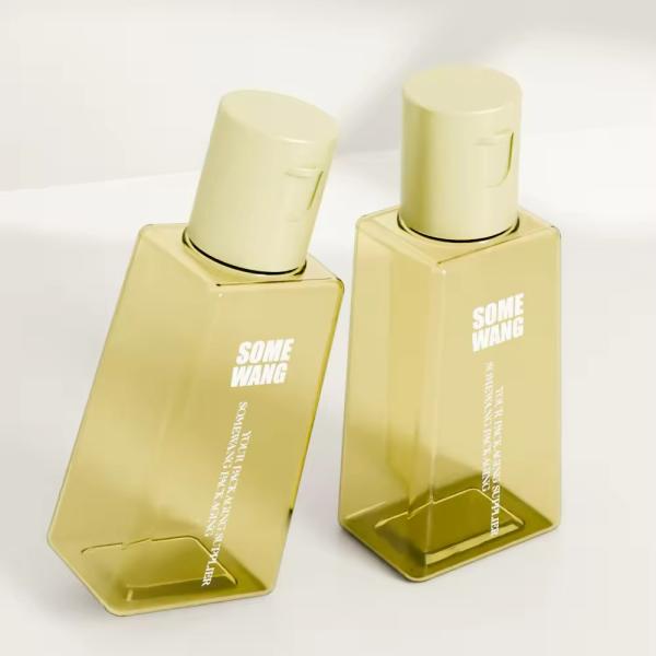 Customized 30ml PET Plastic Bottles Yellow Square Cosmetic Bottle