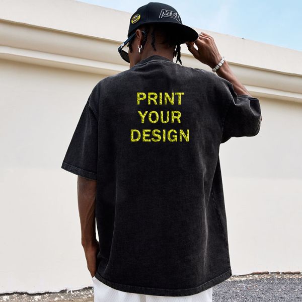 Loose Version 100%Cotton 230G Heavyweight Washed Streetwear T-Shirt for Oversize Men