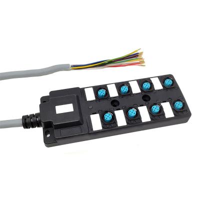 Dual Channel Industrial Sensor Distribution Box 8 Port NPN M12 Junction Box