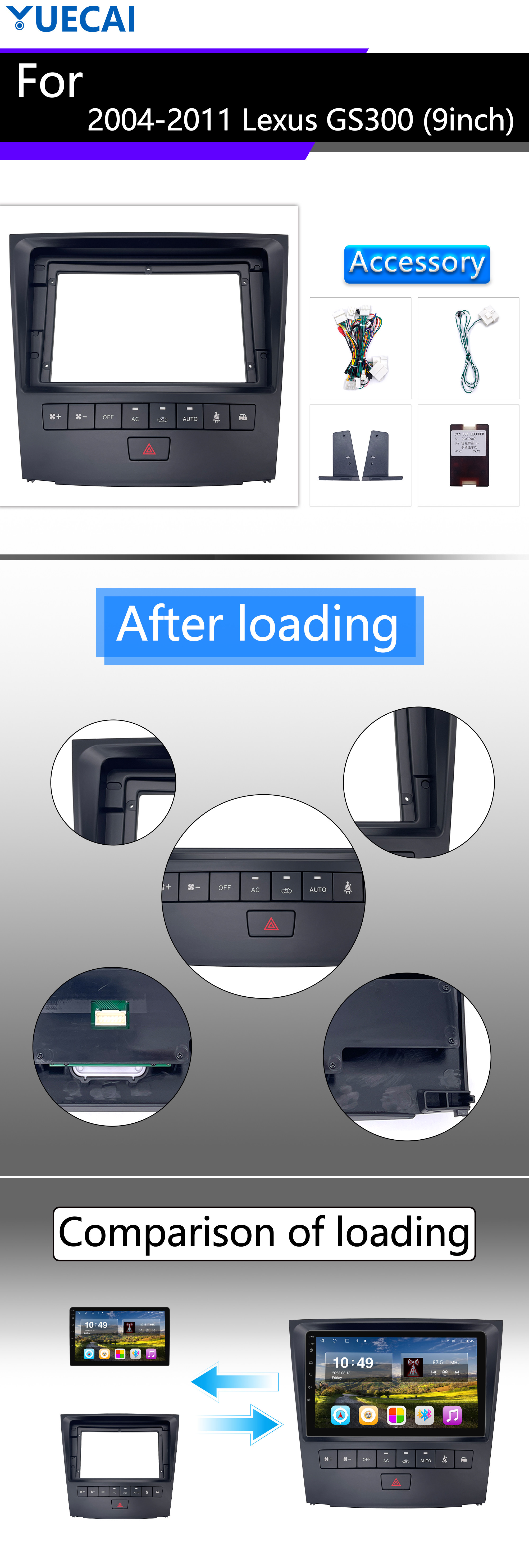 2004-2011 GS300 Lexus Android головный блок с пластиковой рамой