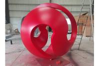 decoração de aço inoxidável do jardim da escultura de 2M Red Painted Ball