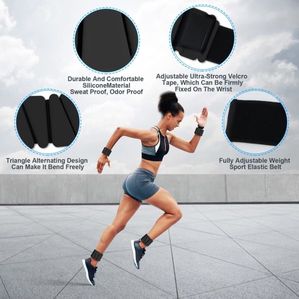 2Lbs Silicone Adjustable Ankle Wrist Weights For Home Gym Use Yoga Dance Pilates