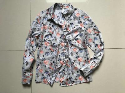100% Cotton Ladies Casual Print Shirts 2 Color Floral Blouse Long Sleeve