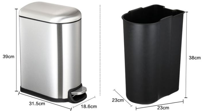 10L Kitchen Indoor Trash Can  Stainless Steel Step Trash Can With Lid