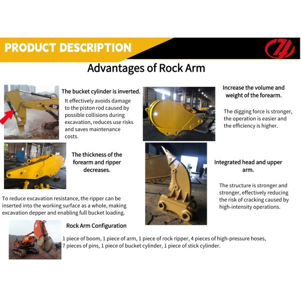 Mining Construction Work Excavator Rock Arm Rock Boom Burst Arm with Ripper for Rock Breaking