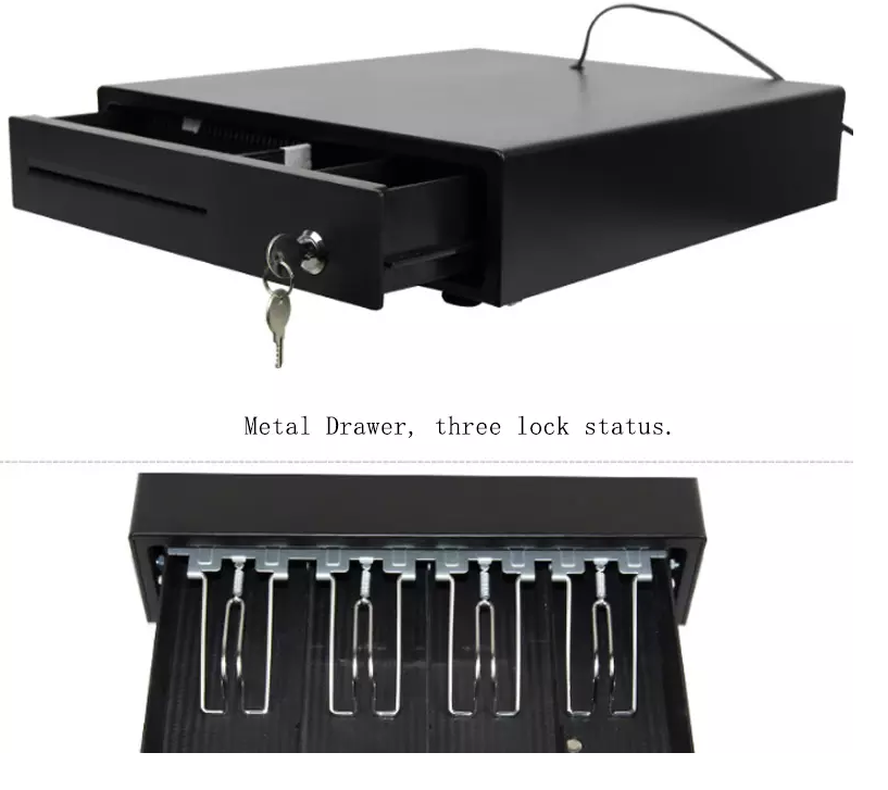 Металлический ABC Пластиковый кассовый ящик RJ45/RJ11 Интерфейсный порт для POS терминала Серый Белый цвет