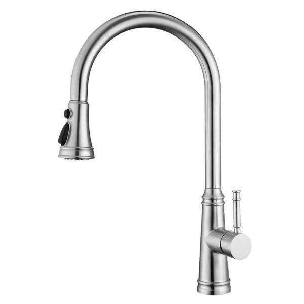 SUS304 de aço inoxidável retiram torneiras Monobloc da cozinha do pulverizador do modo da torneira de misturador 3 do dissipador