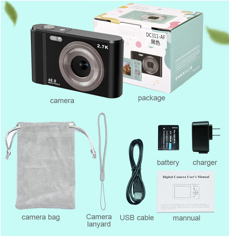 Wholesale Price HD 2.7K 48MP Digital Camera DSLR Camera 16X Digital Zoom 2.8'' IPS Screen Auto Focus Student Vlog Camera