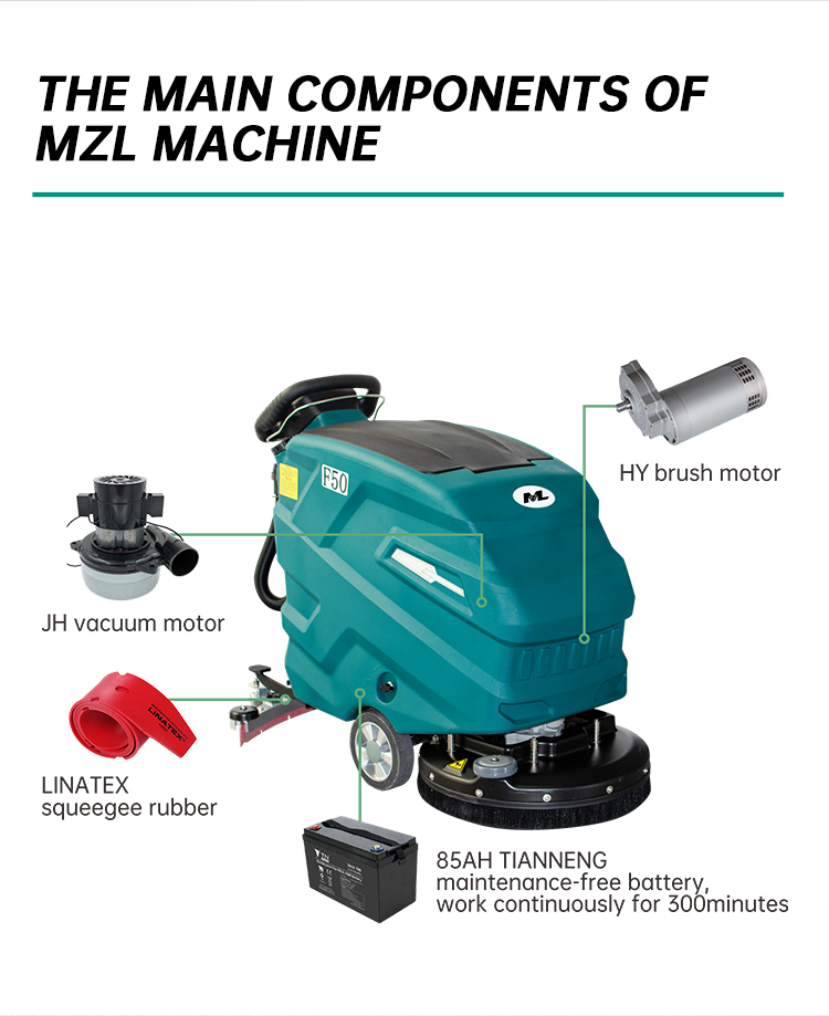860 Power Floor Cleaning Machine Motor Floor Scrubber Machine 1280 800 1000 MM Marble Surface Specifications F50