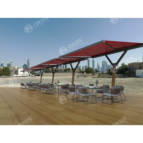 4mX3m 5mX3m Retractable Outdoor Awnings , Powder Coated Retractable Shade For Patio