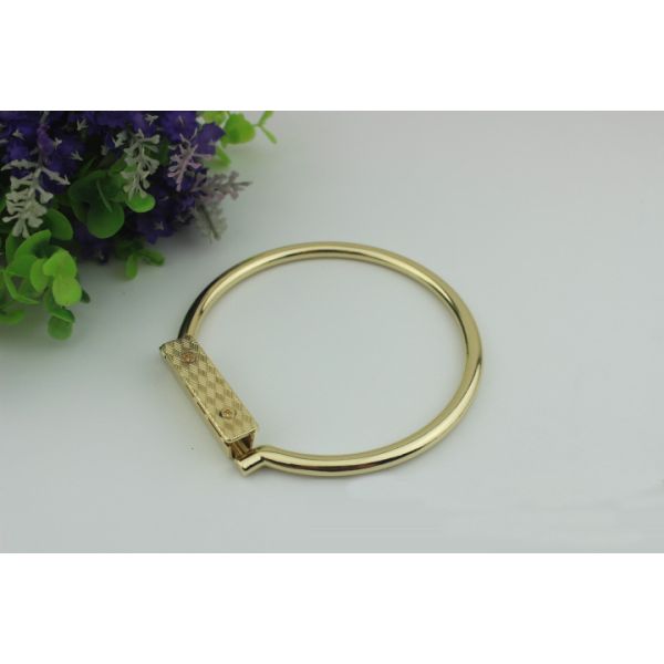 Nice polished custom zinc alloy light gold 60 mm metal handbag handle for bags parts