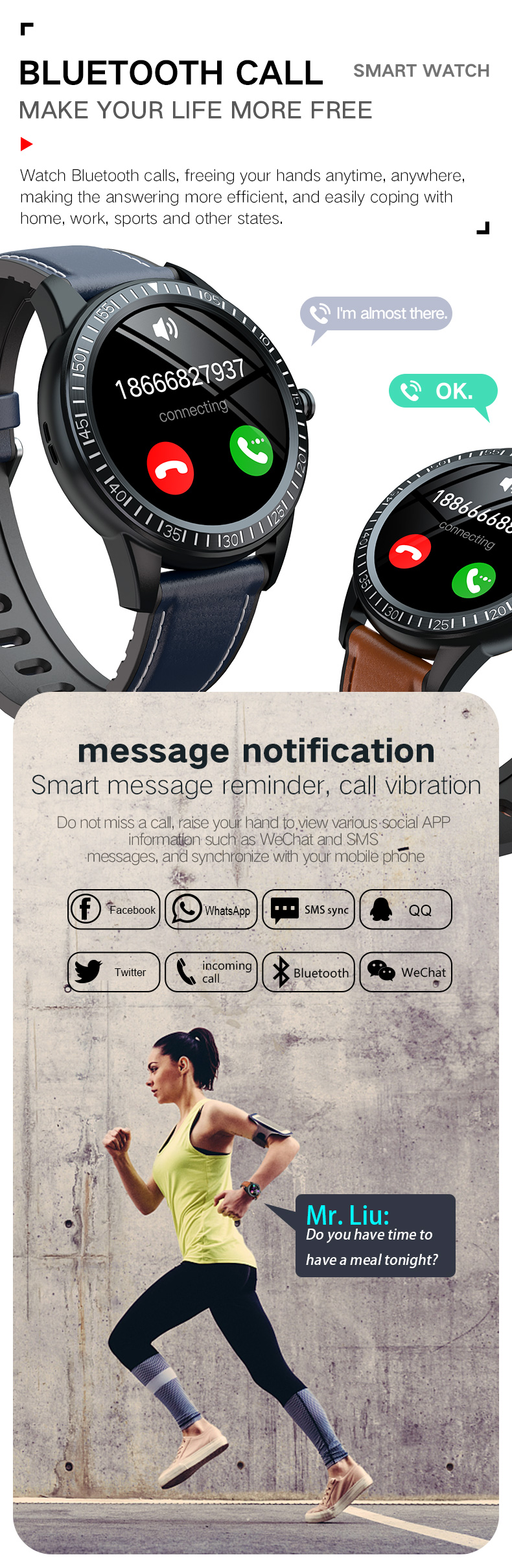 Дозор ИП67 многофункциональной музыки ЭКГ спорта умный делает 1,28 дюйма водостойким