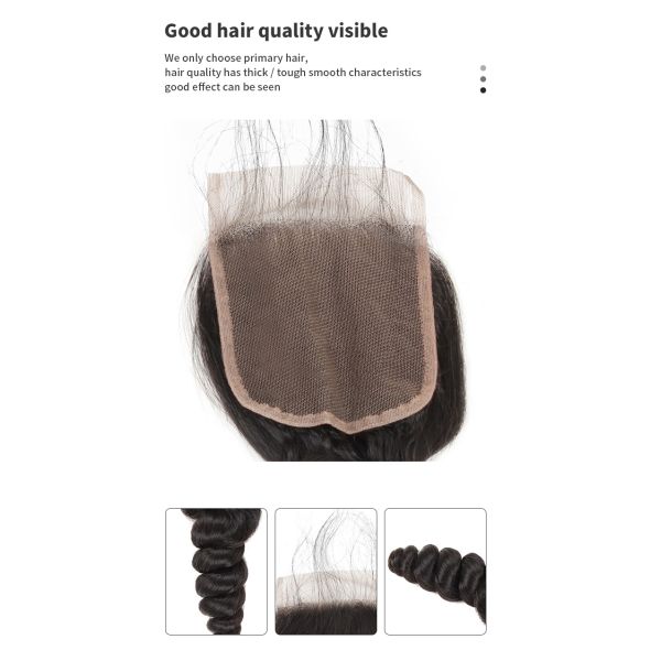 Loose Wave 35.56cm 14inch Remy Human Hair Closure Realistic Hair Line