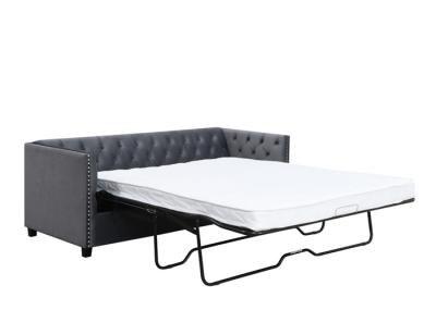 Spring Mattress Fabric Sofa Bed Velvet Sleeper Couch Round Arm Pillows