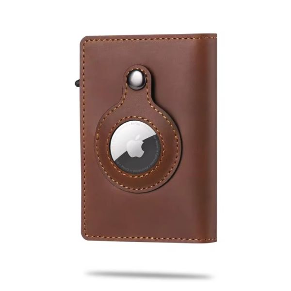 Leather Wallets Rfid Anti Lost Air Tag Wallet Holder Credit Card Card Holder Purse