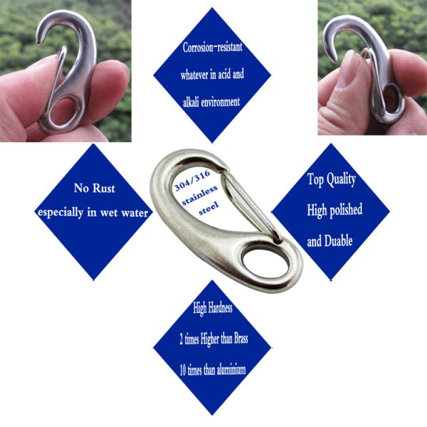 Egg Shape Stainless Steel Spring Snap Hook Boat Accessories Rigging Hardware