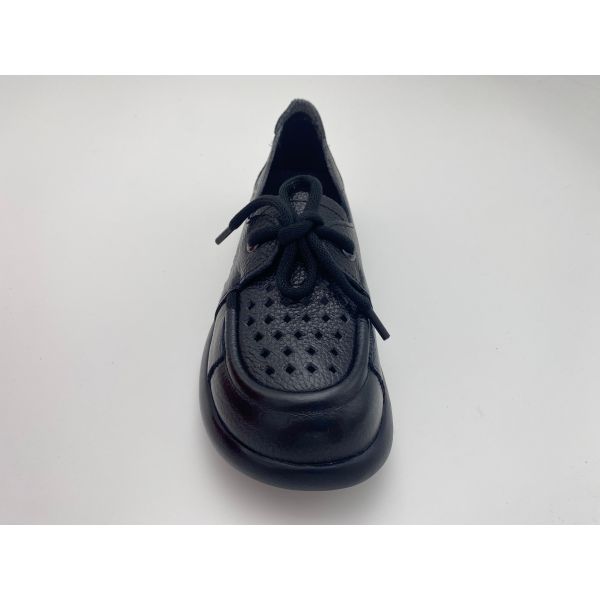 black breathable hollow lace-up comfortable women's shoes with soft soles