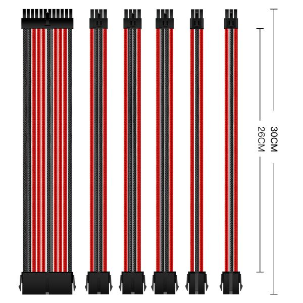 Braided Sleeved PSU Cable Kit ATX Sleeved Power Supply  Extension Cable with Comb for Power Supply cable sleeves
