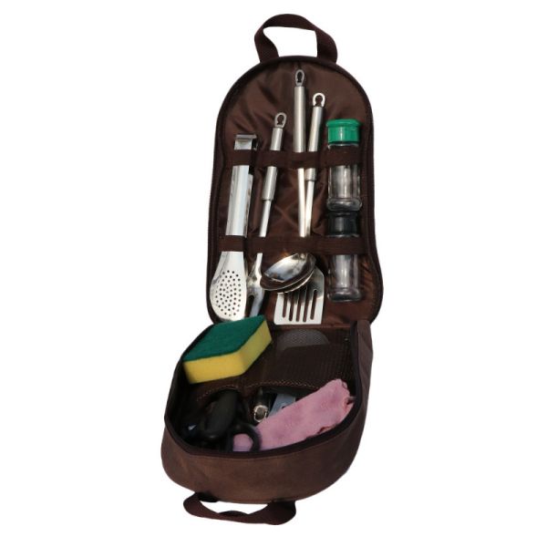 Outdoor Camping Stainless Steel Tableware Set Kitchen Utensil Storage Bag Customization