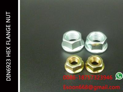 DIN6923 Hex Flange nut DIN EN 1661 Yellow AND White Zinc Plated M3-M48 Size range Grade 4.8-12.8