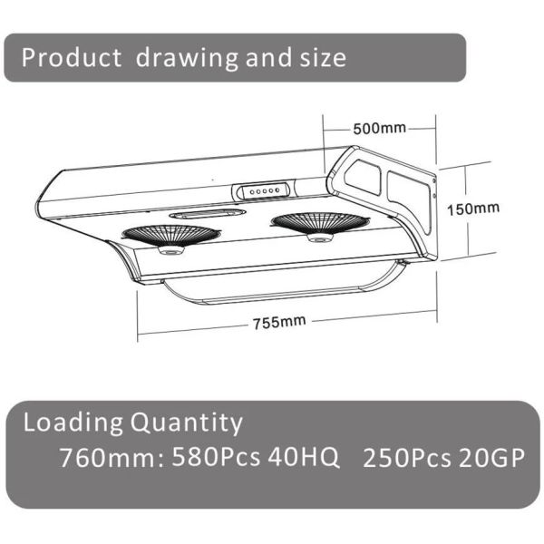 Стена черной нержавеющей стали тонкая установила клобук плитаа 90cm 60cm