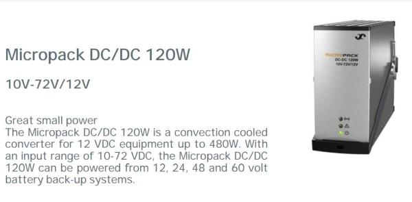 Eltek Micropack DC/DC 120W 10-72V/12V Converter P/N 241120.400 12 VDC Converters for Raiway Telecom