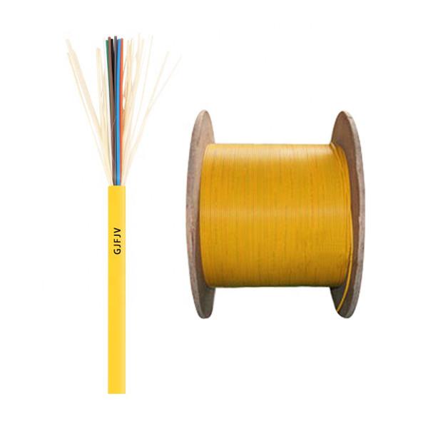 Yellow Tight Buffered Fiber Cable , GJFJV Fiber Breakout Cable Indoor SM MM 0.9mm