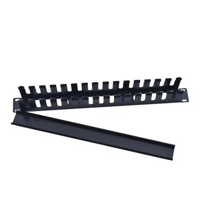 2U*19 Black Horizontal Cable Manager 12 Port Patch Panel for Network Server Rack