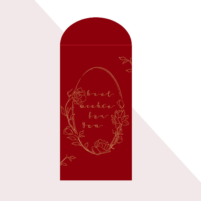 Red Envelopes With Gold Foil Rose And Feather Designs For Gift Packaging