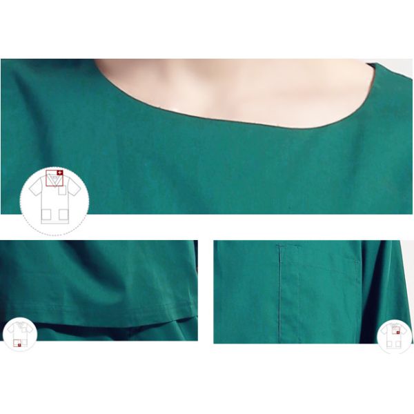 Long Sleeves Medical Scrubs Uniforms Surgical Gown With Round Neck