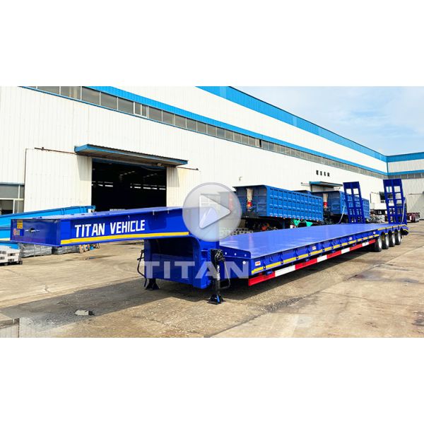 TITAN Heavy Duty 4 Axle 100 Ton Lowbed Truck Trailer Low Bed Semi Trailer for Sale