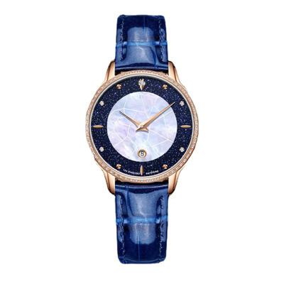 Pin Buckle Diamond Bezel Leather Watch 3ATM Waterproof Ladies Dress Watches With Diamonds