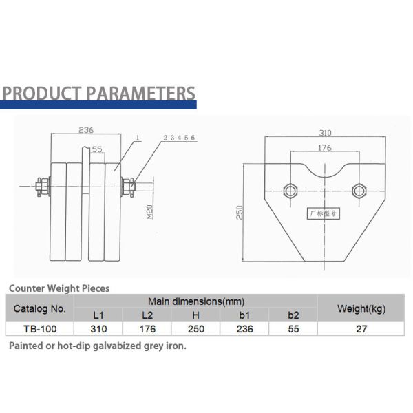 Power Protective Fittings Heavy Duty Counter Weight Pieces For Overhead Line Load Balancing