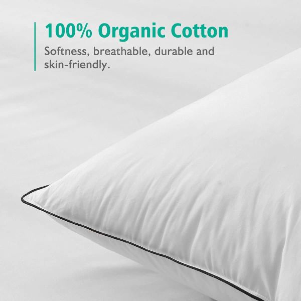 Soft Medium Feather Down Pillows Set of 2 for Stomach/Back Sleepers in Hotel- 0.5-1 Kg