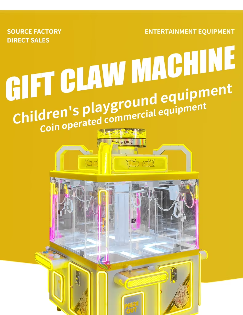 CE Certified Coin Operated Claw Game Machine 4 Players Claw Crane Vending Machine Arcade Entertainment Equipment Ideal for Amusement Centers and Family Fun