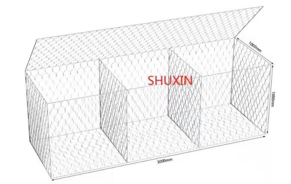 3.0mm 3x1x1m Galvanized Gabion Boxes Iron Heavy Duty Stone Filled For Roads And Bridges