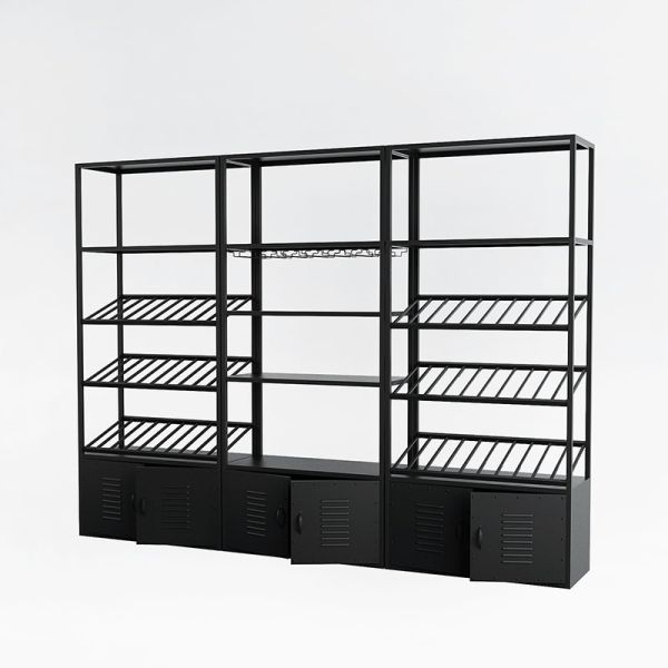 Stackable Wine Wall Cabinet Customized Bar Metal Glass Wine Storage Rack for Display