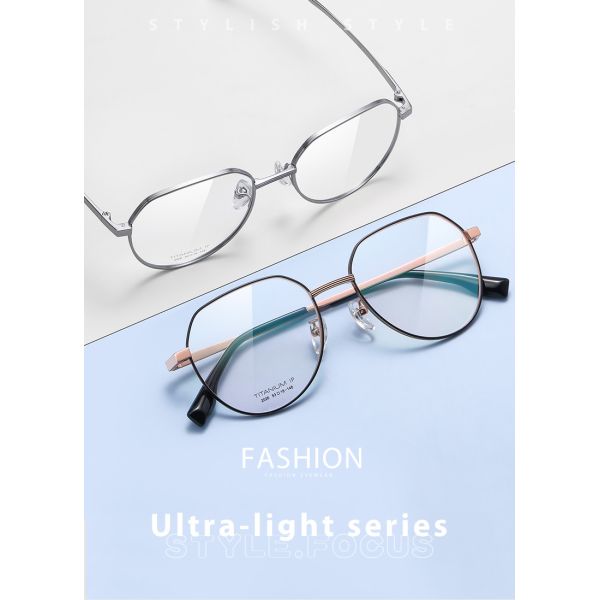 Women Men Titanium Frame Glasses Retro Round Clear Lens Eyeglasses