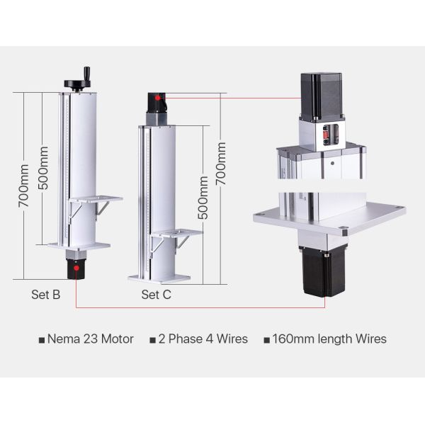 Marking Machine Laser Spare Parts , Electric 50cm Lifting Stand Column