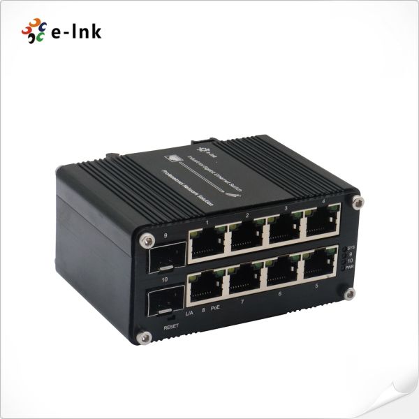 Mini switch Ethernet gerenciado 8 portas 1000T 802.3at PoE + 2 portas 1000X SFP